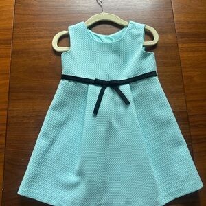 Bonnie Baby Aqua Dress with Black Ribbon